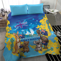 Happy Australia Flag Day Bedding Set Aussie Animals Grunge Style