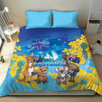 Happy Australia Flag Day Bedding Set Aussie Animals Grunge Style