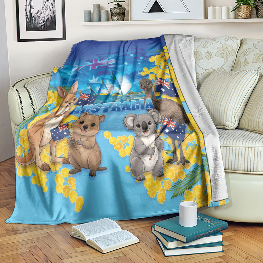 Happy Australia Flag Day Blanket Aussie Animals Grunge Style