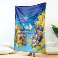 Happy Australia Flag Day Blanket Aussie Animals Grunge Style
