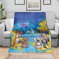 Happy Australia Flag Day Blanket Aussie Animals Grunge Style