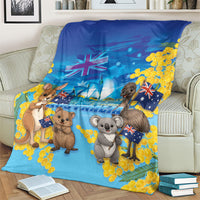 Happy Australia Flag Day Blanket Aussie Animals Grunge Style