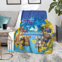 Happy Australia Flag Day Blanket Aussie Animals Grunge Style