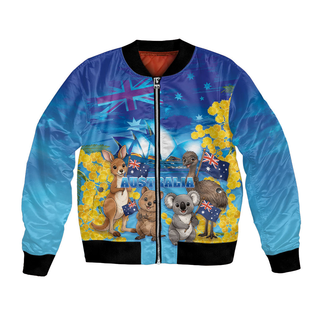 Happy Australia Flag Day Bomber Jacket Aussie Animals Grunge Style