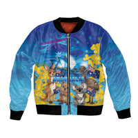 Happy Australia Flag Day Bomber Jacket Aussie Animals Grunge Style