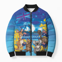 Happy Australia Flag Day Bomber Puffer Jacket Aussie Animals Grunge Style