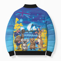 Happy Australia Flag Day Bomber Puffer Jacket Aussie Animals Grunge Style