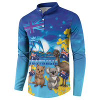 Happy Australia Flag Day Button Sweatshirt Aussie Animals Grunge Style