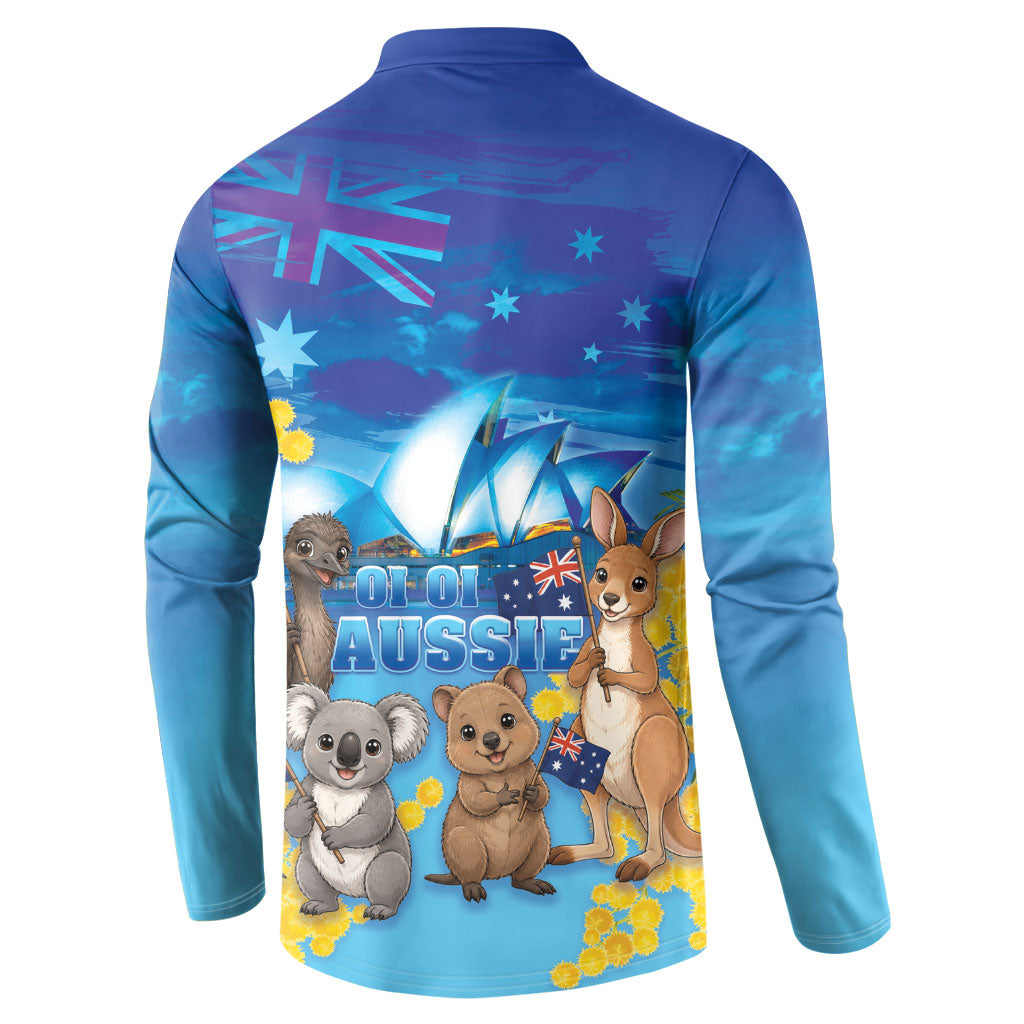 Happy Australia Flag Day Button Sweatshirt Aussie Animals Grunge Style