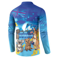 Happy Australia Flag Day Button Sweatshirt Aussie Animals Grunge Style