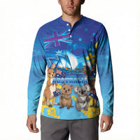 Happy Australia Flag Day Button Sweatshirt Aussie Animals Grunge Style
