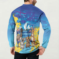Happy Australia Flag Day Button Sweatshirt Aussie Animals Grunge Style