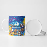 Happy Australia Flag Day Ceramic Mug Aussie Animals Grunge Style