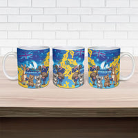Happy Australia Flag Day Ceramic Mug Aussie Animals Grunge Style