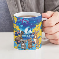 Happy Australia Flag Day Ceramic Mug Aussie Animals Grunge Style