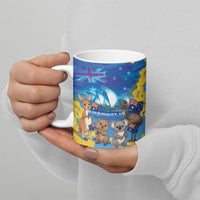 Happy Australia Flag Day Ceramic Mug Aussie Animals Grunge Style