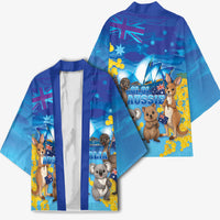 Happy Australia Flag Day Kimono Aussie Animals Grunge Style