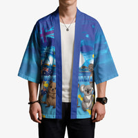 Happy Australia Flag Day Kimono Aussie Animals Grunge Style