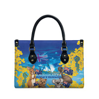 Happy Australia Flag Day Leather Bag Aussie Animals Grunge Style