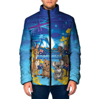 Happy Australia Flag Day Padded Jacket Aussie Animals Grunge Style