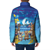 Happy Australia Flag Day Padded Jacket Aussie Animals Grunge Style