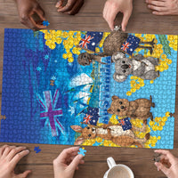 Happy Australia Flag Day Puzzle Aussie Animals Grunge Style
