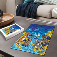 Happy Australia Flag Day Puzzle Aussie Animals Grunge Style