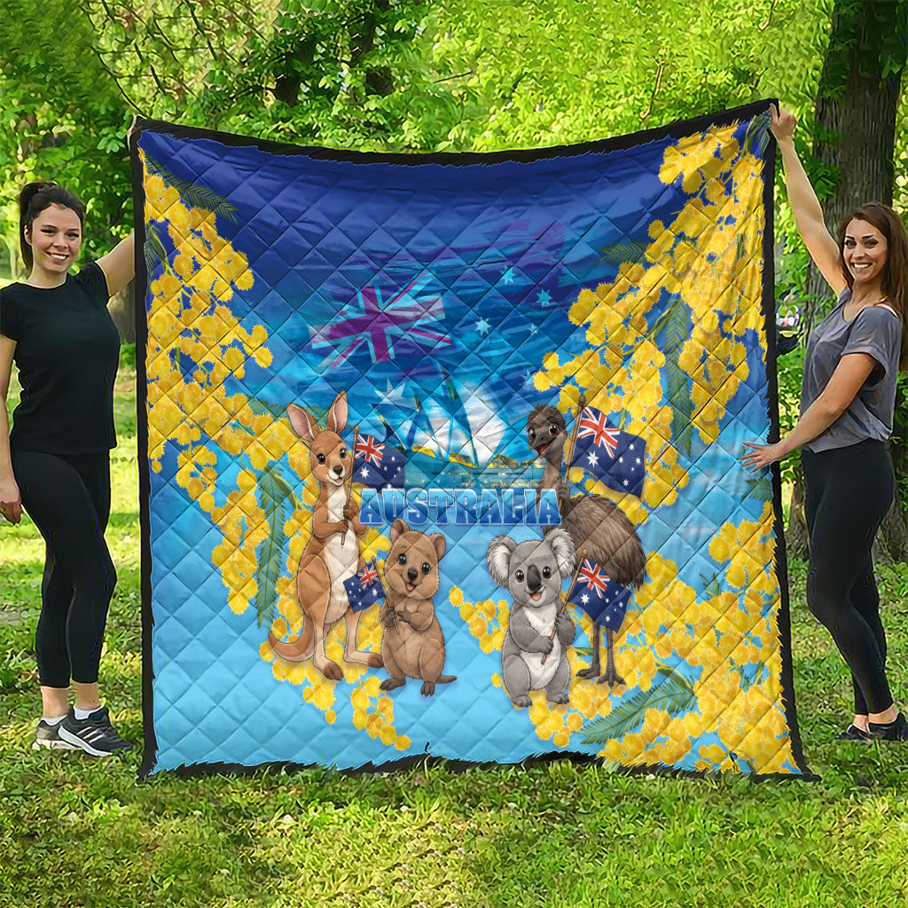Happy Australia Flag Day Quilt Aussie Animals Grunge Style