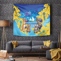 Happy Australia Flag Day Tapestry Aussie Animals Grunge Style