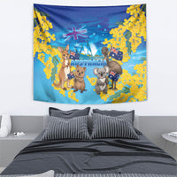 Happy Australia Flag Day Tapestry Aussie Animals Grunge Style