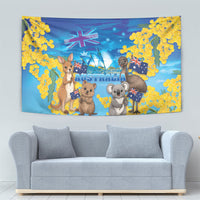 Happy Australia Flag Day Tapestry Aussie Animals Grunge Style