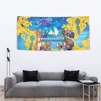 Happy Australia Flag Day Tapestry Aussie Animals Grunge Style