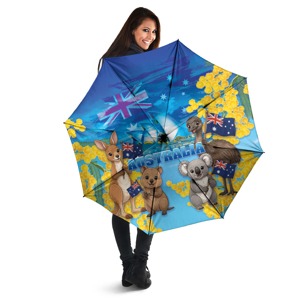 Happy Australia Flag Day Umbrella Aussie Animals Grunge Style
