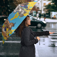 Happy Australia Flag Day Umbrella Aussie Animals Grunge Style