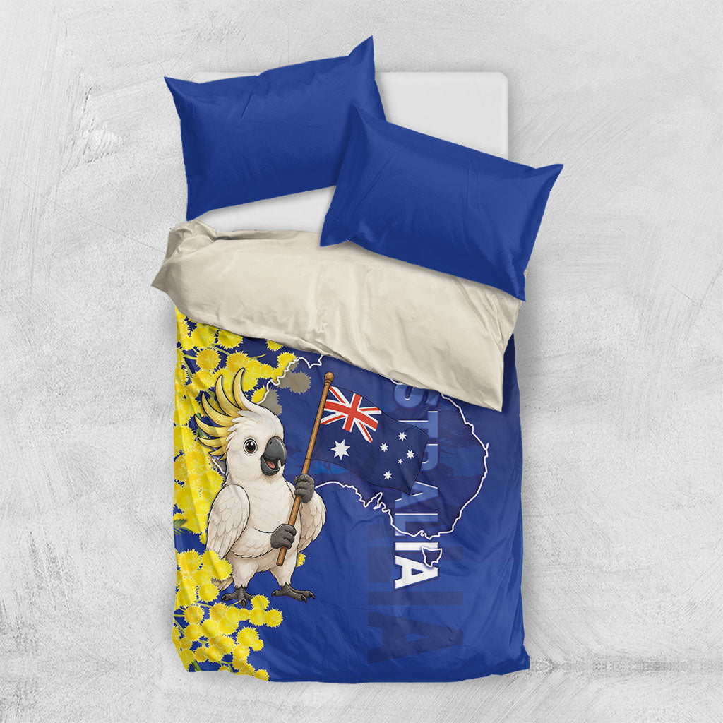 Australia Cockatoo Bedding Set Aussie Flag With Golden Wattle