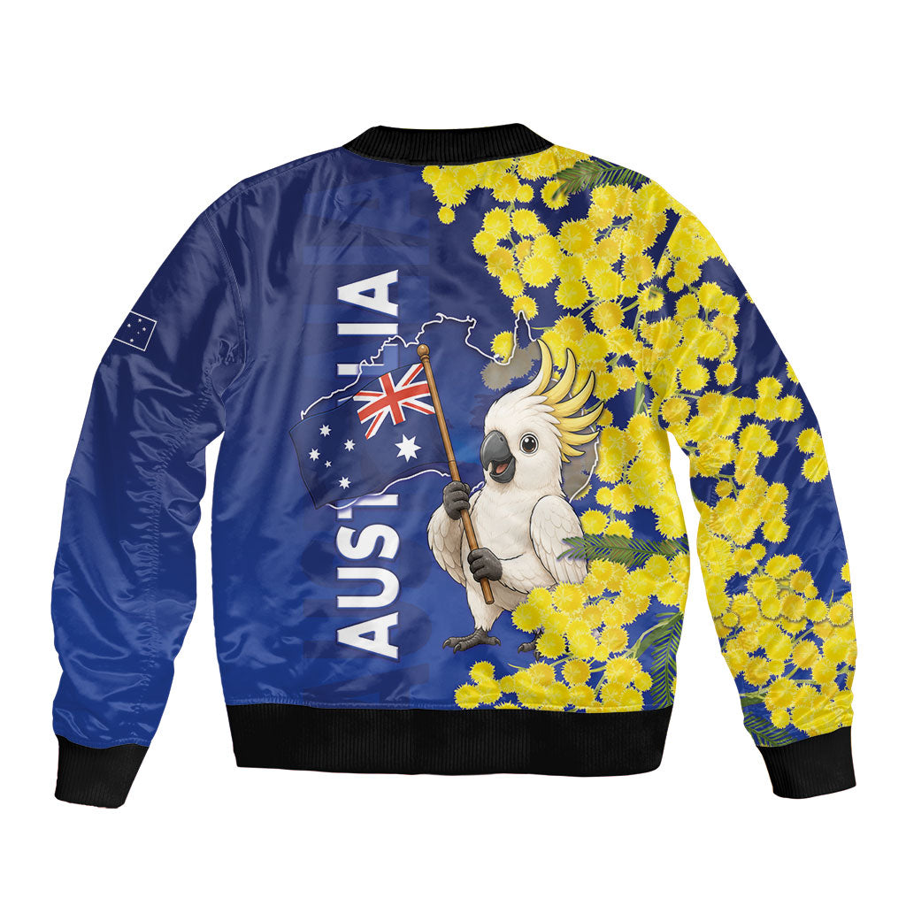 Australia Cockatoo Bomber Jacket Aussie Flag With Golden Wattle