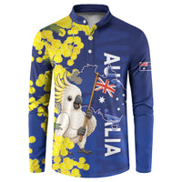 Australia Cockatoo Button Sweatshirt Aussie Flag With Golden Wattle