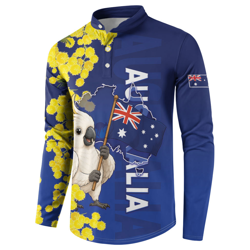 Australia Cockatoo Button Sweatshirt Aussie Flag With Golden Wattle