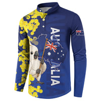 Australia Cockatoo Button Sweatshirt Aussie Flag With Golden Wattle