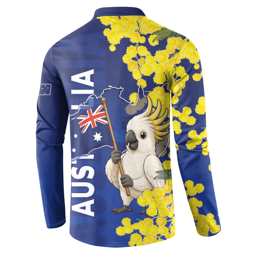 Australia Cockatoo Button Sweatshirt Aussie Flag With Golden Wattle