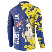 Australia Cockatoo Button Sweatshirt Aussie Flag With Golden Wattle