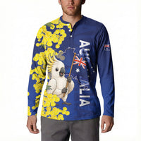 Australia Cockatoo Button Sweatshirt Aussie Flag With Golden Wattle