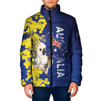 Australia Cockatoo Padded Jacket Aussie Flag With Golden Wattle