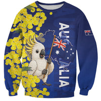 Australia Cockatoo Sweatshirt Aussie Flag With Golden Wattle