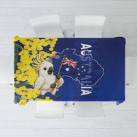Australia Cockatoo Tablecloth Aussie Flag With Golden Wattle