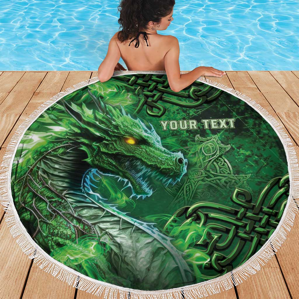 Personalized Ireland Celtic Beach Blanket Irish Roots Dragon Soul - Wonder Print Shop