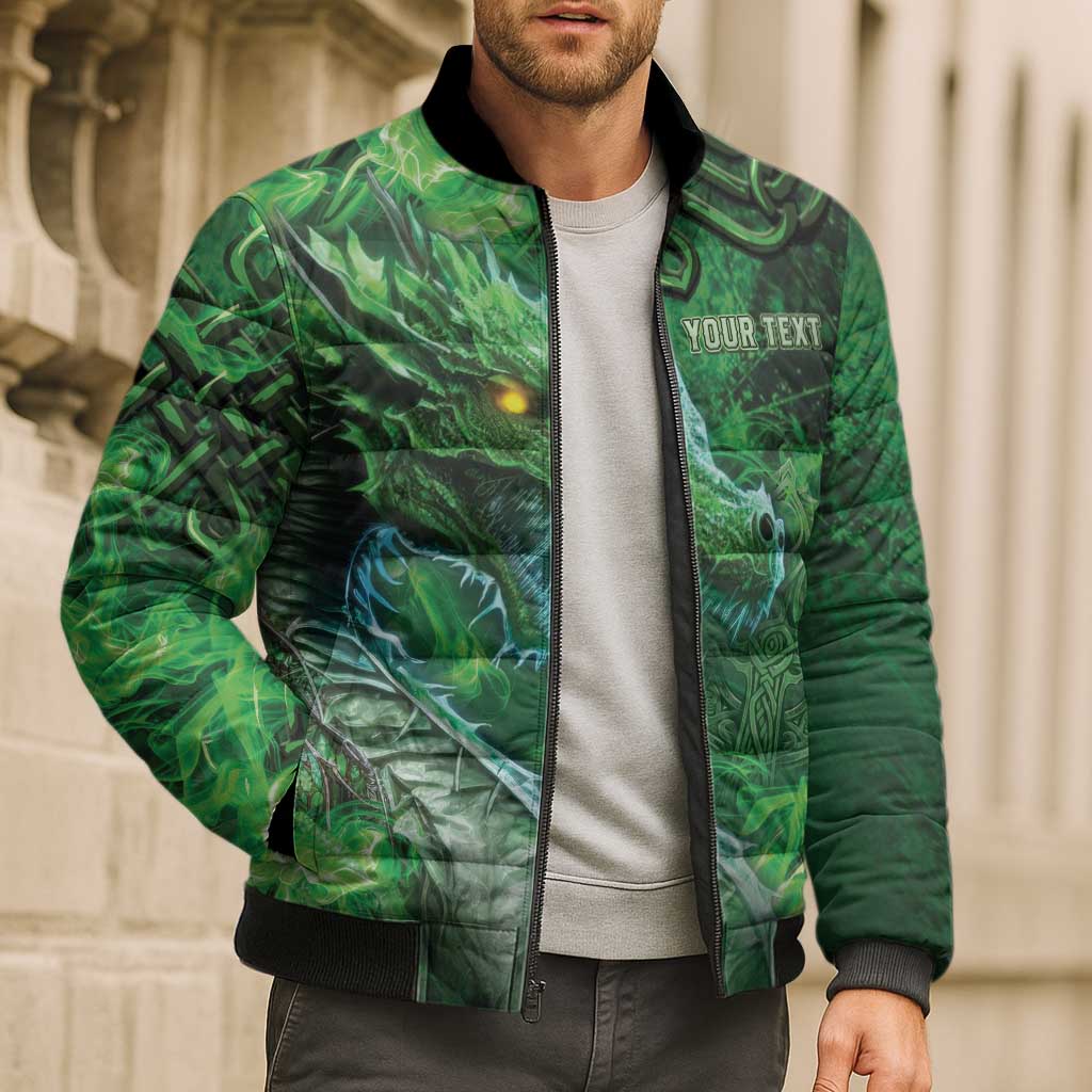 Personalized Ireland Celtic Bomber Puffer Jacket Irish Roots Dragon Soul - Wonder Print Shop