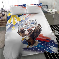 White bedding set featuring bald eagle and tarsier, blue stars with red-white stripes