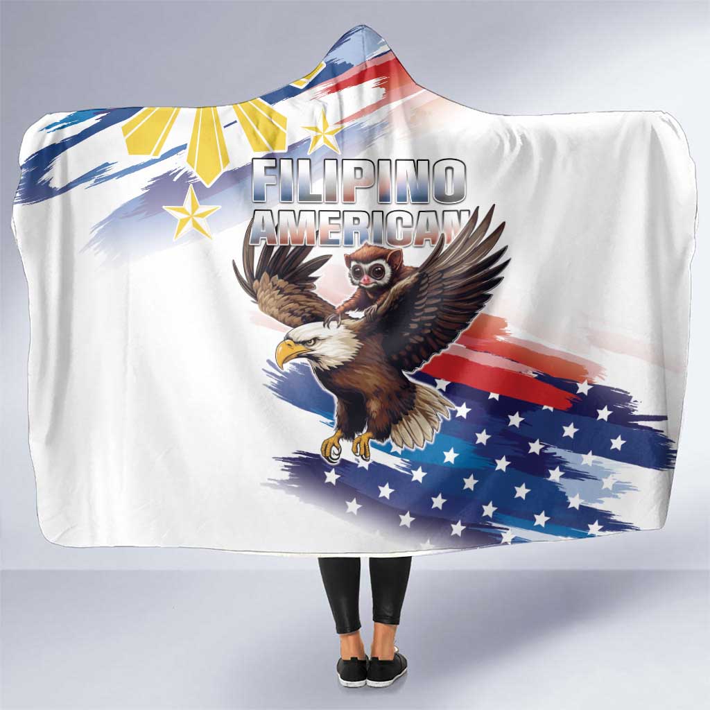 Filipino American History Month Hooded Blanket Bald Eagle Tarsier Together