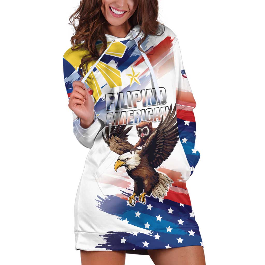 Filipino American History Month Hoodie Dress Bald Eagle Tarsier Together LT05 - Wonder Print Shop